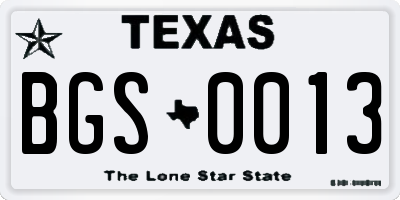 TX license plate BGS0013