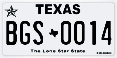 TX license plate BGS0014