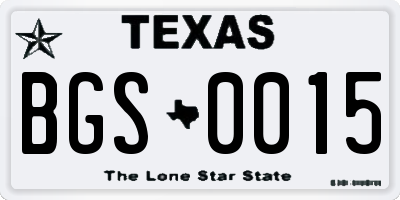 TX license plate BGS0015