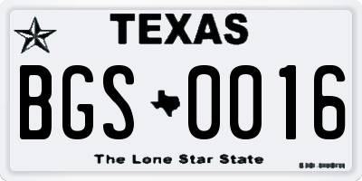 TX license plate BGS0016