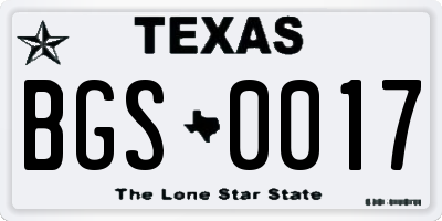 TX license plate BGS0017
