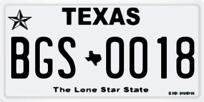 TX license plate BGS0018