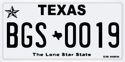 TX license plate BGS0019