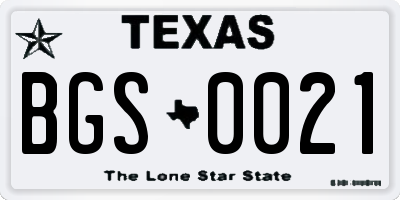 TX license plate BGS0021