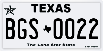 TX license plate BGS0022