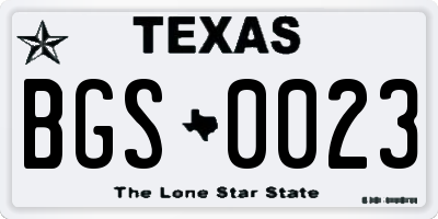 TX license plate BGS0023