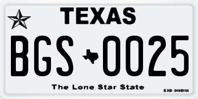 TX license plate BGS0025