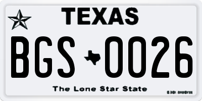 TX license plate BGS0026