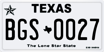 TX license plate BGS0027