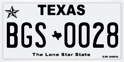 TX license plate BGS0028