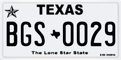 TX license plate BGS0029
