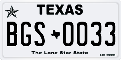 TX license plate BGS0033