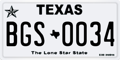 TX license plate BGS0034