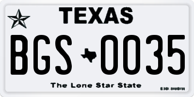 TX license plate BGS0035