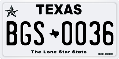 TX license plate BGS0036
