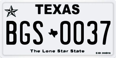 TX license plate BGS0037