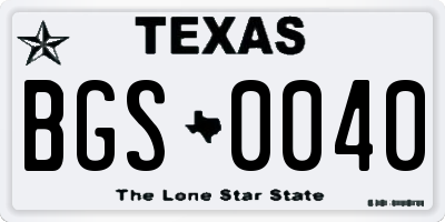TX license plate BGS0040