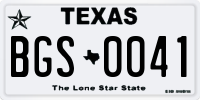 TX license plate BGS0041