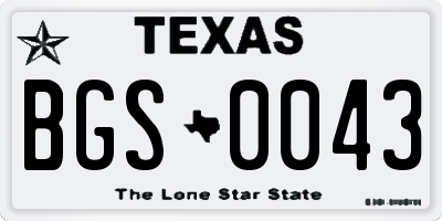 TX license plate BGS0043