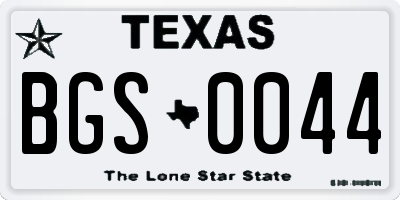 TX license plate BGS0044