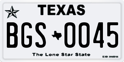 TX license plate BGS0045