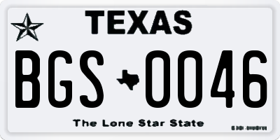 TX license plate BGS0046