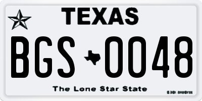 TX license plate BGS0048