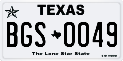 TX license plate BGS0049
