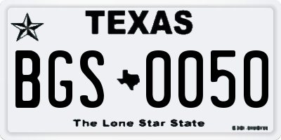 TX license plate BGS0050