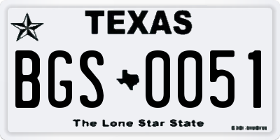 TX license plate BGS0051