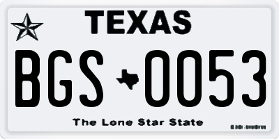 TX license plate BGS0053