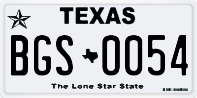 TX license plate BGS0054