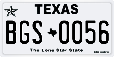 TX license plate BGS0056
