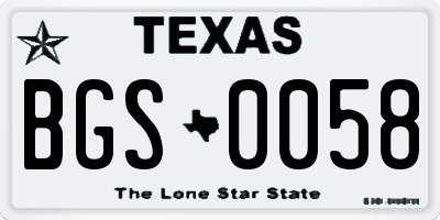TX license plate BGS0058