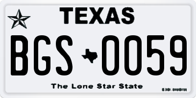 TX license plate BGS0059