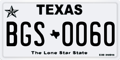 TX license plate BGS0060