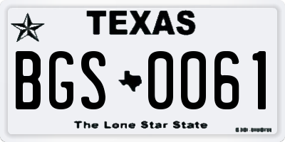 TX license plate BGS0061