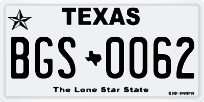 TX license plate BGS0062