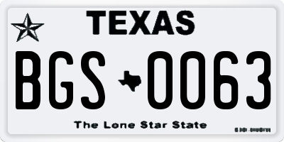 TX license plate BGS0063