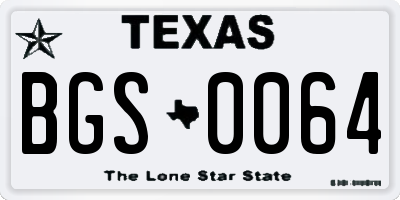TX license plate BGS0064