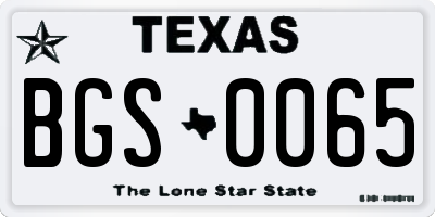 TX license plate BGS0065
