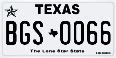 TX license plate BGS0066