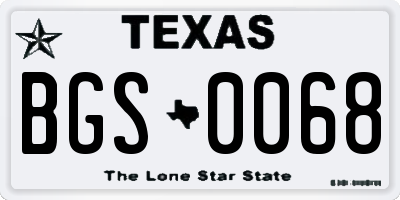 TX license plate BGS0068