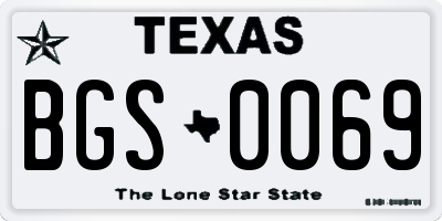 TX license plate BGS0069