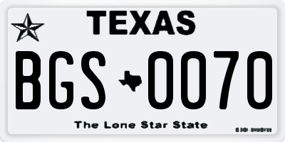 TX license plate BGS0070