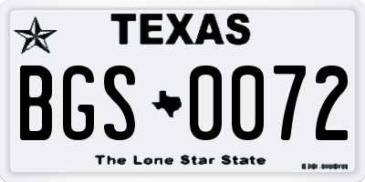 TX license plate BGS0072