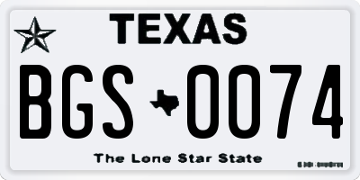 TX license plate BGS0074