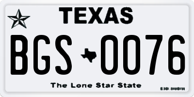 TX license plate BGS0076