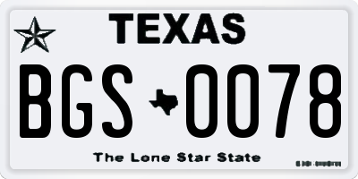 TX license plate BGS0078