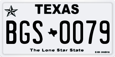 TX license plate BGS0079